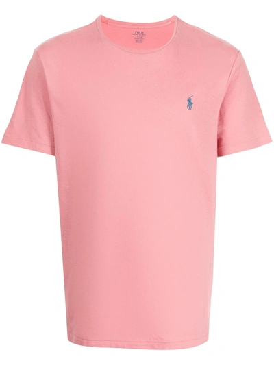 Shop Polo Ralph Lauren Jersey Crewneck T-shirt In Rosa