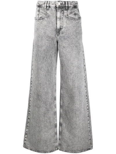 Shop Isabel Marant High-rise Wide-leg Jeans In Grau