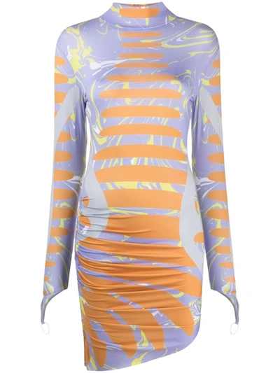 Shop Maisie Wilen Abstract-print Asymmetric Dress In Violett