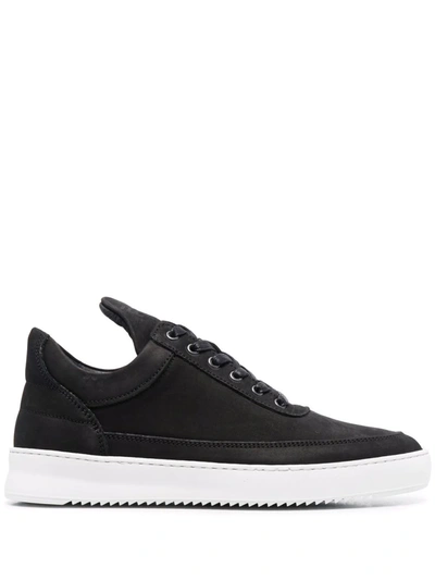 Filling Pieces Low Top Ripple Sneakers In Black Leather In Schwarz