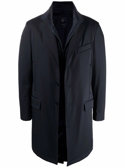 Fay Single-breasted Tailored Coat In Blau