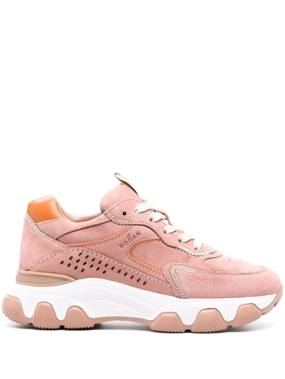 Shop Hogan Hyperactive Lace-up Chunky-sole Sneakers In Rosa