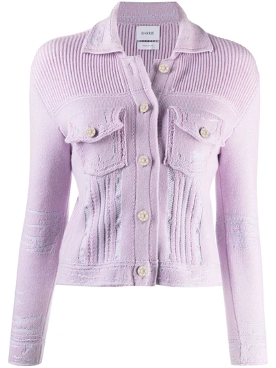 Shop Barrie Distressed Ribbed-knit Jacket In Violett