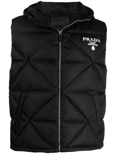 Shop Prada Re-nylon Padded Gilet In Schwarz