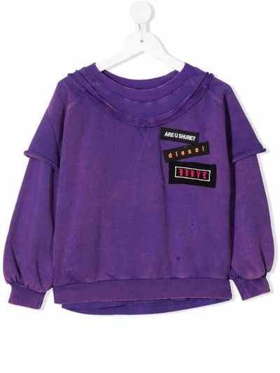 Shop Diesel Logo Patchwork Sweatshirt In Purple