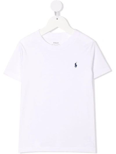 Shop Ralph Lauren Logo Embroidered Round Neck T-shirt In White
