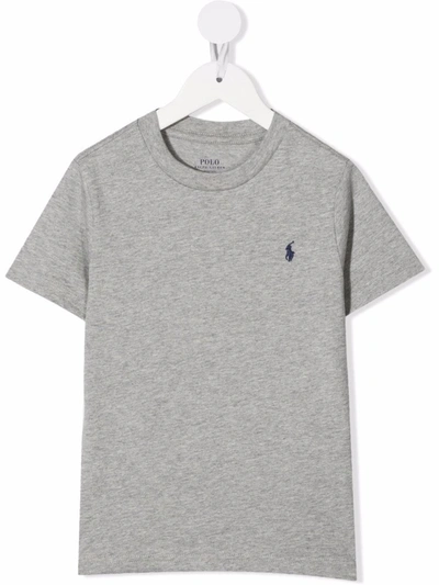 Shop Ralph Lauren Embroidered-logo T-shirt In Grey