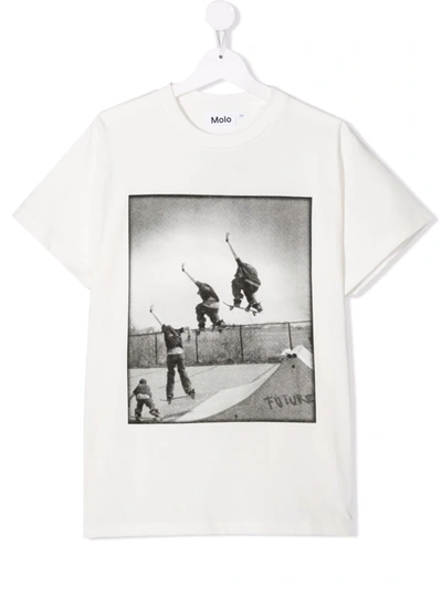Shop Molo Teen Roxo Skateboard-print T-shirt In White