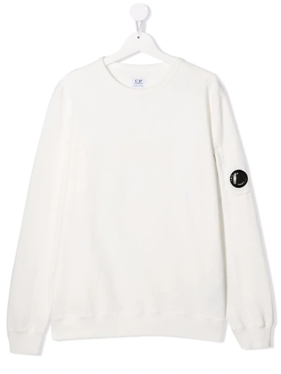Shop C.p. Company Teen Logo Patch Sweatshirt In White