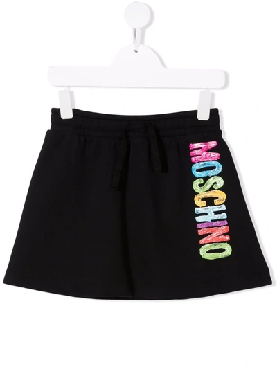 Shop Moschino Logo-lettering Skater Skirt In Black