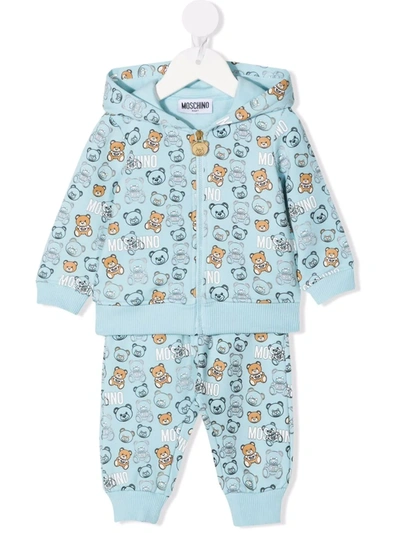 Shop Moschino Teddy Bear Print Tracksuit In Blue