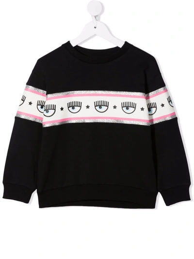 Shop Chiara Ferragni Logomania-tape Cotton Sweatshirt In Black