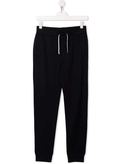 Shop Emporio Armani Tapered Drawstring Track Pants In Blue