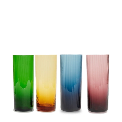 La Doublej X Salviati Set Of Four Murano Highball Glasses In Misty Rainbow Mix
