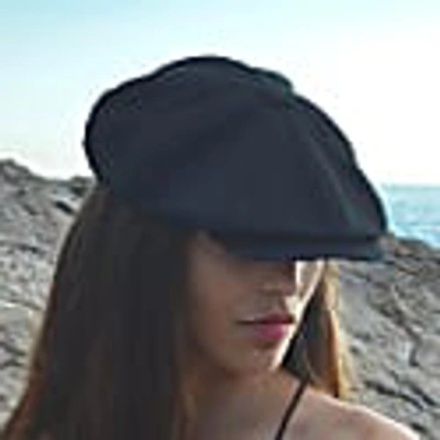 Mister Miller - Master Hatter Women's Alberts Nights Bakerboy Hat In Black Washed Linen In Bakerboy