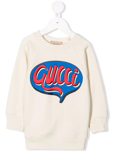 Shop Gucci Comics-logo Sweatshirt In Neutrals