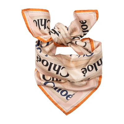 Shop Chloé Silk Foulard In Brown