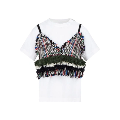Shop Sacai Bra-layered Jersey T-shirt Tshirt In Multicolour