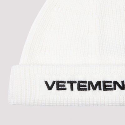 Shop Vetements Logo Beanie Hat In White