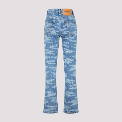 Shop Vetements Blue Logo Straight Jeans