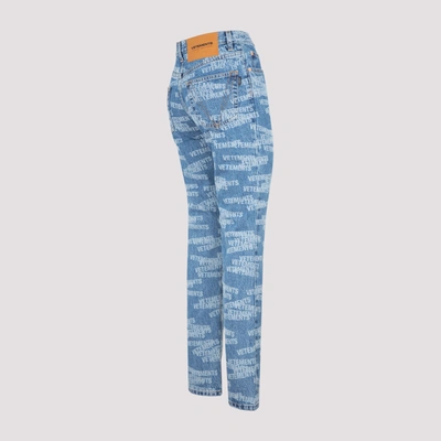 Shop Vetements Blue Logo Straight Jeans