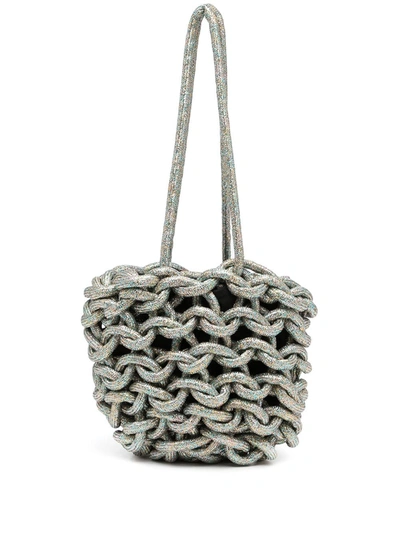 Shop Alienina Julia Metallic Macramé Tote In 彩色