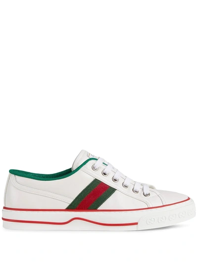 Shop Gucci 1977 Web Stripe Sneakers In White