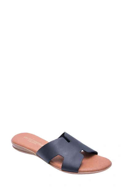 Shop Andre Assous Nadenka H-strap Slide Sandal In Black Leather