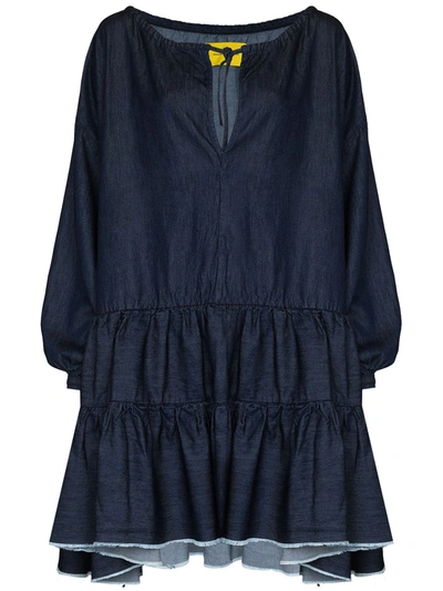 Shop Marques' Almeida Oversized Tiered Dress In Blue