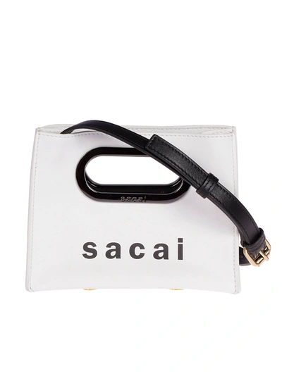 Sacai Logo-print Small Tote Bag In White | ModeSens