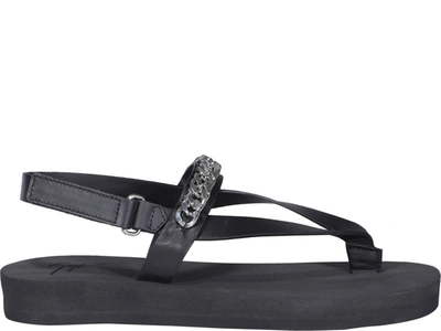 Shop Giuseppe Zanotti Hydra Chain Sandals In Black