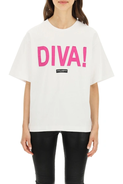 Shop Dolce & Gabbana Diva! T-shirt In Variante Abbinata (white)