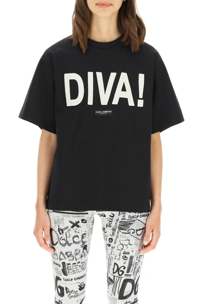 Shop Dolce & Gabbana Diva T-shirt With Patch In Variante Abbinata (black)