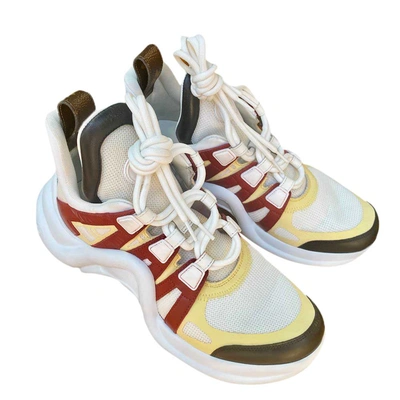 Pre-owned Louis Vuitton White And Multicolor Leather Archlight Sneakers Size It 38