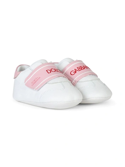 Shop Dolce & Gabbana Logo-tape Leather Sneakers In White
