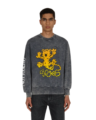 Shop Aries Flatulent Tiger Crewneck Sweatshirt In Navy