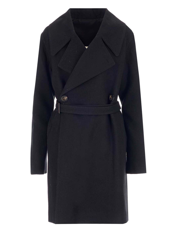 Rick Owens single-breasted belted coat - Black