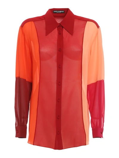 Shop Dolce & Gabbana Colour Block Shirt In Red