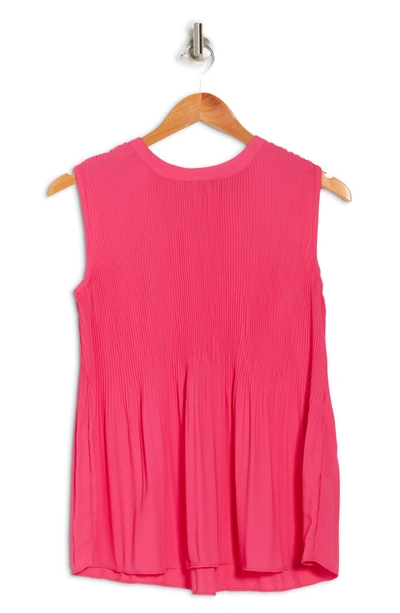 Shop Adrianna Papell Pleated Sleeveless Tank Top In Raspberry Sorbet