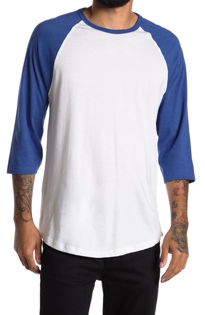 Shop Fleece Factory Baseball Raglan Sleeve T-shirt In Blue/white