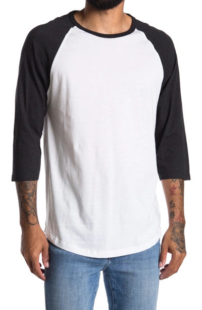 Shop Fleece Factory Baseball Raglan Sleeve T-shirt In White/black Mix