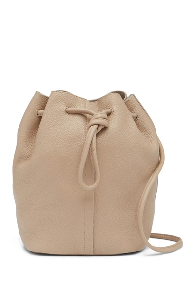 Shop Christopher Kon Leather Woven Bucket Bag In Latte