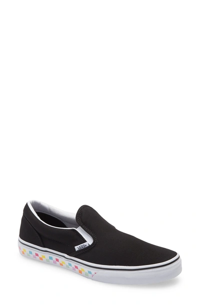 Shop Vans Classic Slip-on Sneaker In Checkerboard Rainbow/ Black