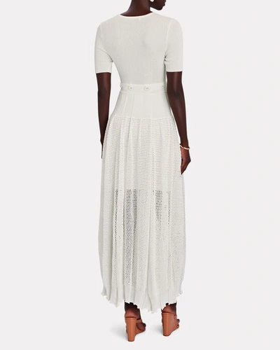Shop Christopher Esber Knit Mesh Buttoned Maxi Dress In White