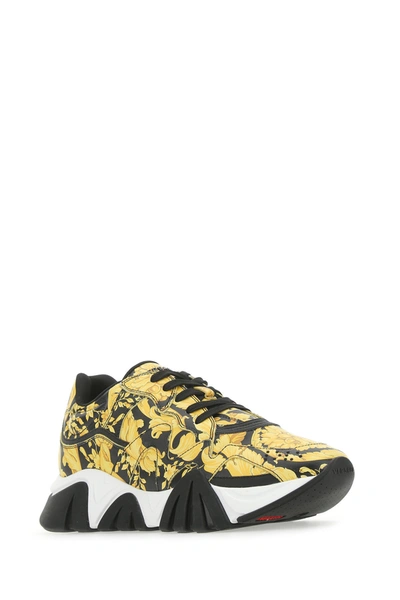 Shop Versace Printed Leather Squalo Sneakers Nd  Uomo 44