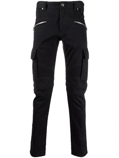 Shop Balmain B-embossed Cargo Jeans In Schwarz