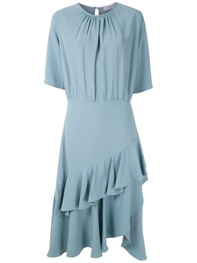 Shop Olympiah Luyne Ruffled Midi Dress In Blue