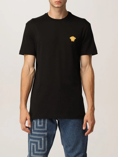 Shop Versace T-shirt  Cotton T-shirt With Medusa In Black