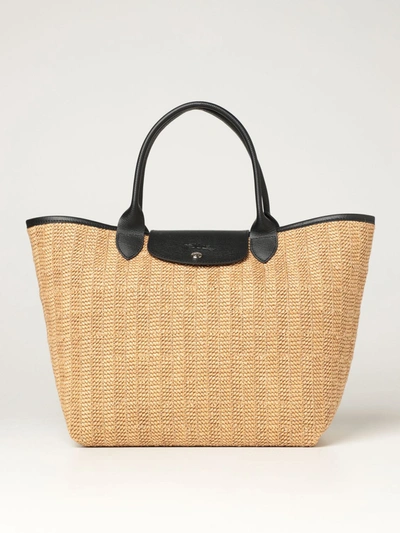 Shop Longchamp Woven Canvas Basket Bag