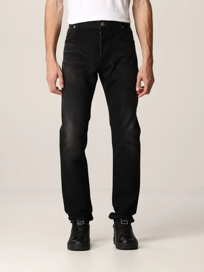 Shop Balmain Jeans  5-pocket Jeans In Washed Denim In Black